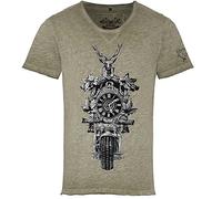 Hangowear T-Shirt Herren Schwarzwald Biker grau | Trachtenshirt Kuckucksuhr Print | Baumwolle XXL