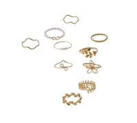 Hangsu 10 Stück anspruchsvolle Fingerringe im böhmischen Stil, Hohle Blumen Set, einfache Blätterranken Imitationsperlen, Hohle Blumen Set