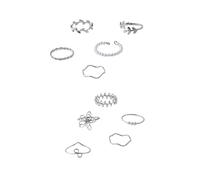 Hangsu 10 Stück anspruchsvolle Fingerringe im böhmischen Stil, Hohle Blumen Set, einfache Blätterranken Imitationsperlen, Hohle Blumen Set