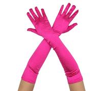 Hangsu Elegante Stretch-Handschuhe, Hochzeit, Brautjungfern, Netz-Fäustlinge für Tänzer und Sänger, 2 Stück, rosarot, Dimension:55×10cm/21.65×3.93in