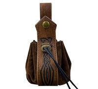 Hangsu Mittelalterliche Gürteltasche aus PU-Leder im Vintage-Stil, tragbar, mit Kordelzug, Münzgeldbörse, Cosplay und Halloween, Party-Zubehör, mittelalterliches PU-Leder, Kordelzug