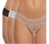 Hanky Panky 6P Low Rise Lace Thong Schwarz/Weiß Nylon One Size Damen