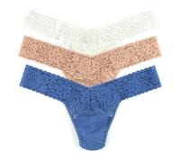 Hanky Panky Daily Lace low Rise Thong - Unterhosen Damen im Elastischen Spitze, 3 Stück, Tanga Damen mit Niedriger Taille - Unterwäsche Frauen Set und Slip Damen aus Baumwolle und Nylon, Einheitsgröße