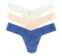 Hanky Panky Daily Lace low Rise Thong - Unterhosen Damen im Elastischen Spitze, 3 Stück, Tanga Damen mit Niedriger Taille - Unterwäsche Frauen Set und Slip Damen aus Baumwolle und Nylon, Einheitsgröße