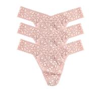 hanky panky Daily Lace Original Rise Tangas für Damen, 3er-Pack, Einheitsgröße (32-42), Spitzen-Tanga, Unterwäsche, Dessous-Höschen, Desert Rose/White, Desert Rose/White, Desert Rose/White