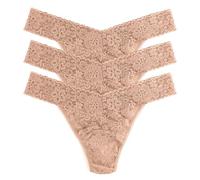 Hanky Panky Daily Lace Original Rise Thong - Unterhosen Damen im Elastischen Spitze, 3 Stück, Tanga Damen mit hoher Taille, Unterwäsche Frauen Set und Slip Damen aus Baumwolle und Nylon, Einheitsgröße