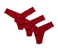 hanky panky Low Rise Thong - Tanga, Unterwäschen Damen Baumwolle Tiefer Schnitt, Lingerie Slip Damen aus Stretch-Spitze Signature Lace, Color Rosso - One Size [3er-Pack]