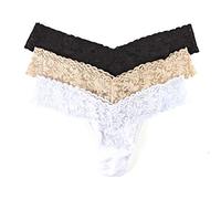 hanky panky Low Rise Thong - Tanga, Unterwäschen Damen Baumwolle Tiefer Schnitt, Lingerie Slip Damen aus Stretch-Spitze Signature Lace, Multicolor - One Size [3er-Pack]