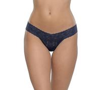 hanky panky Low Rise Thong - Tanga, Unterwäschen Damen Baumwolle Tiefer Schnitt, Lingerie Slip Damen aus Stretch-Spitze Signature Lace, Color Navy Blue - One Size