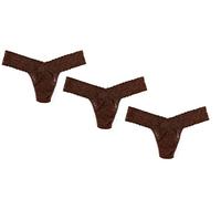 Hanky Panky Low Rise Thong Tangas mit niedriger Taille, aus Spitze mit Signature-Spitze, elastisch, 3 Stück, Chestnut, Einheitsgröße