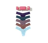 hanky panky Signature Lace Low Rise Thongs für Damen: Winter Holiday Edition | Lacy Lingerie Unterwäsche | Einheitsgröße (32-42), Rain Cloud Blue, Artischockenherz, Dusk, Deep Waters, Snow Day Purple