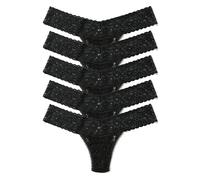 hanky panky - Signature Lace Low Rise Thongs: Summer Edition | Einheitsgröße 34-40 | Spitzen-Dessous, Damenunterwäsche | 3er- oder 5er-Pack, Schwarz/Schwarz/Schwarz/Schwarz/Schwarz, Einheitsgröße
