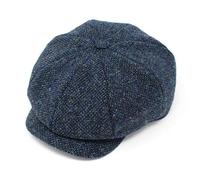 Hanna Hats Herren Donegal Tweed JP Cap Irish Flat Cap Newsboy Cap Made in Irland, Ocean Blue Salz- und Pfefferstreuer, MEDIUM