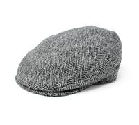 Hanna Hats Herren Donegal Tweed Vintage Cap (M, Grau Fischgrät)