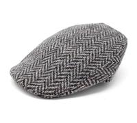 Hanna Hats Irische Donegal Touring Mütze Tweed (Granit Grau Fischgrätmuster, L)