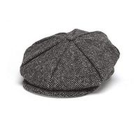 Hanna Hats Traditionelle irische Tweed-Kappe, achtteilig, Unisex, Newsboy-Kappe, Knopfkrone und Taftfutter, hergestellt in Irland., Granitgrau Salz und Pfeffer, MEDIUM