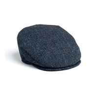 Hanna Hats Vintage Wolle Tweed Irische Flache Kappe (Blaues Fischgrätenmuster, XL)