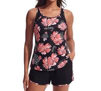 Hanna Nikole Badeanzug Damen Große Größe Zweiteilig Sport Bauchweg Tankini Push Up Strandmode Und High Waist Badeshorts Mit Taschen Bademode Badebekleidung Eingearbeitetes Höschen Schwimmanzug