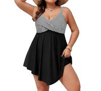 Hanna Nikole Badeanzug Damen Große Größen Bauchweg Badekleid Push Up Bademode Einteiler Strandkleid Crossover Badebekleidung Mit Badeshorts Weiche Schwimmanzug Verstellbarer Strandmode