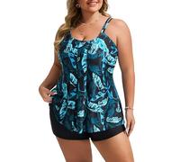 Hanna Nikole Badekleider Damen GroßE GrößEn Tankini Zweiteiliger FließEnd Tankini-Tops Und High Waist Badeshorts Komfortabel Bauchweg Badeanzug Bademode Verstellbareelegant Schwimmanzug