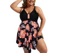 Hanna Nikole Damen GroßE GrößEn Badekleid Einteiler Bauchweg Badeanzug Shape Bademode GerüSchter Schwimmanzug Weiche Strandmode Mit Badeshorts &Verstellbarer Schultergurt
