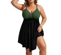 Hanna Nikole Damen GroßE GrößEn Badekleid Einteiler Bauchweg Badeanzug Shape Bademode GerüSchter Schwimmanzug Weiche Strandmode Mit Badeshorts &Verstellbarer Schultergurt