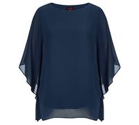 Hanna Nikole Female Hemdbluse Plus Size Chiffon Bluse Elegant Doppellagige Basic Shirt Navy Blau 44