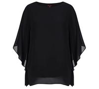 Hanna Nikole Female Übergröße Elegant Chiffon Bluse Doppellagige Basic Shirt Schwarz Hemdbluse 46