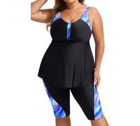 Hanna Nikole Frauen Große Größe Tankini Set Weibchen Push Up Beachwear Zweiteilig Badeanzug Blaue und Violette Fantasie 52