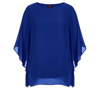 Hanna Nikole Plus Size Chiffon Shirt Floral Print Blouse Festliche Blusen Tunika Königsblau 50