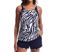 Hanna Nikole Tankini Damen Große Größen Zweiteilig Sport Badeanzug Bauchweg Push Up Tankini Oberteil Und High Waist Badeshorts Mit Taschen Bademode Schwimmanzug Badebekleidung Strandmode