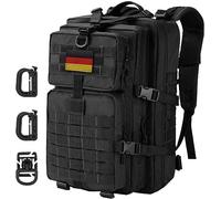 Hannibal Tactical 40L Militär Taktischer Rucksack US Cooper Rucksack Armee Assault Pack 3 Tage Bug Out Go Bag Trekking Wanderrucksack Flagge von Deutschland Karabiner