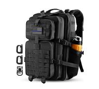 Hannibal Tactical 45L MOLLE-Sturmrucksack, taktischer Militär-Rucksack, für Armee, Camping, mit Flaschenhalter, 45 L/28 L, Schwarz,Taktisch