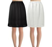 Hanpceirs 2 Stück Damen Petticoat Unterröcke für Damen halbe Slips für unter Kleider Satin Rock Extenders 50cm Schwarz und Weiß M