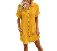 Hanraz bohemian kleidung damen, Sommerkleid Damen Leicht - Boho Kleid Elegant Cocktailkleid Casual Partykleid Retro Tunika Kleid Strandkleid Strand Blusenkleid Shirtkleid Luftig Party Freizeitkleid
