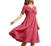 Hanraz bohemian kleidung damen, Sommerkleid Damen Leicht - Boho Kleid Luftig Cocktailkleid Elegant Freizeitkleid Casual Blusenkleid Shirtkleid Strand Wickelkleid Partykleid Hochzeit Retro Strandkleid