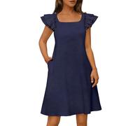 Hanraz boho kleidung, Sommerkleid Damen Leicht - Boho Kleid Elegant Blusenkleid Retro Freizeitkleid Party Tunika Kleid Strandkleid Casual Cocktailkleid Wickelkleid Hochzeit Luftig Shirtkleid