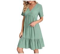 Hanraz boho kleidung, Sommerkleid Damen Leicht - Boho Kleid Luftig Strandkleid Party Shirtkleid Casual Partykleid Freizeitkleid Hochzeit Cocktailkleid Wickelkleid Strand Elegant Tunika Kleid