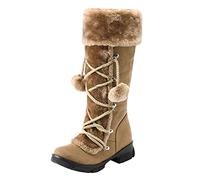 Hanraz braune stiefel damen, Stiefel Damen Winter Gefüttert - Plateau Winterstiefel Vintage Weitschaftstiefel Warm Plush Stiefeletten Retro Winterschuhe Freizeit Alltag Gr.37-43