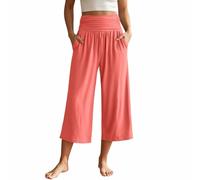 Hanraz caprihose damen sommer, Sommerhose Damen Leicht 7/8 High Waist Loungehose Große Größen Yogahose Lockere Jogginghose Strand Strandhose Elegant Stoffhose Gummizug Outdoor Dreiviertel Culotte