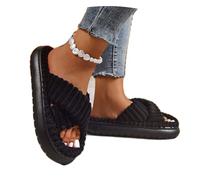 Hanraz Hausschuh Damen, Trockenblumen Schlappen Hausschlappen Wolkenschuhe Pantoffeln Rosa Schwarz Gr.37-45EU