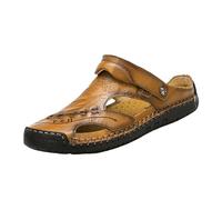 Hanraz Orthopädische Herrenschuhe, Sandalen Herren Leder Elegant Braun Wandersandalen Trekkingschuhe Flach Barfuß Weiche Herrensandalen Barfußschuhe Laufschuhe Wanderschuhe