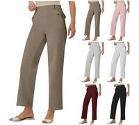 Hanraz Stoffhose Damen Beige, Palazzo Hose Damen Business Lockere Anzughose Weite Hose High Waist Freizeithose Sommerhose Sommer Damenhose Marlenehose