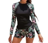 Hanraz Swimsuits for Women, Langarm Badeanzug Damen Uv Schutz Mit Bein Schwimmanzug Bademode Sonnenschutz UPF 50 Bikini Badeshirt Rash Guard Swimsuit Surfanzug Schwimmshirt