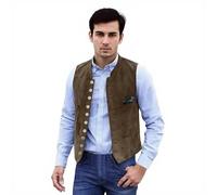 Hanraz Trachten Weste Männer - Trachtenweste Herren Stehkragen Retro Vintage Oktoberfest Outfit Weste Trachtenanzug Druckknopf Slim Fit Ärmellose Anzugweste Für Hochzeit Business,Rot