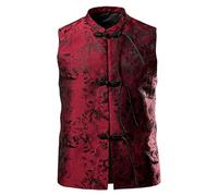 Hanraz Trachtenweste Herren Blau, Trachtenweste Herren Oktoberfest Outfit Klassisch Hochzeit Trachtenjacke Trachtenmode Musik Druckknopf Trachtenhemd Weste Elegant Anlass Trachtensakko Herrenweste