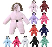 Hanraz walkoverall Baby, Black Friday, Baby Overall Winter mit Kapuze Baumwolle Unisex Schneeanzug Jumpsuit Winter Thermo Warm Strampler Outfits für Jungen und Mädchen 0-24 Monate