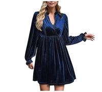 Hanraz weihnachtskleider Damen, Sale Angebote, Cocktailkleid Damen Curvy Swing A-Line Festliche Wickelkleid Weihnachtskleid Samt Bodycon Vintage Abendkleider Cocktailkleid