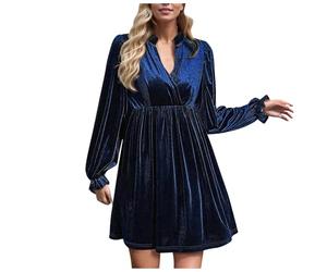 Hanraz weihnachtskleider Damen, Sale Angebote, Cocktailkleid Damen Curvy Swing A-Line Festliche Wickelkleid Weihnachtskleid Samt Bodycon Vintage Abendkleider Cocktailkleid