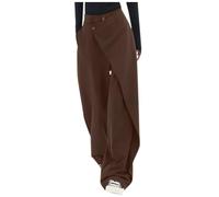 Hanraz Weite Hose Damen Beige, Palazzo Hose Damen Sommer Elegant Anzughose Damenhose High Waist Sommerhose Freizeithose Lockere Marlenehose Stoffhose